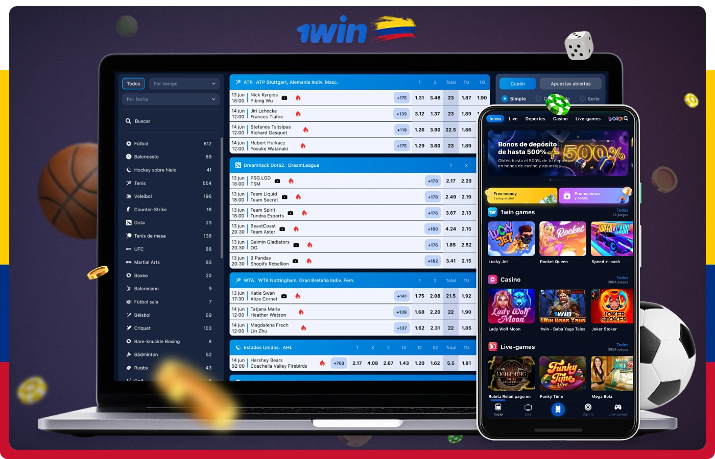 En el sitio web oficial de 1win en Colombia, los usuarios pueden realizar apuestas en línea sobre deportes y casino