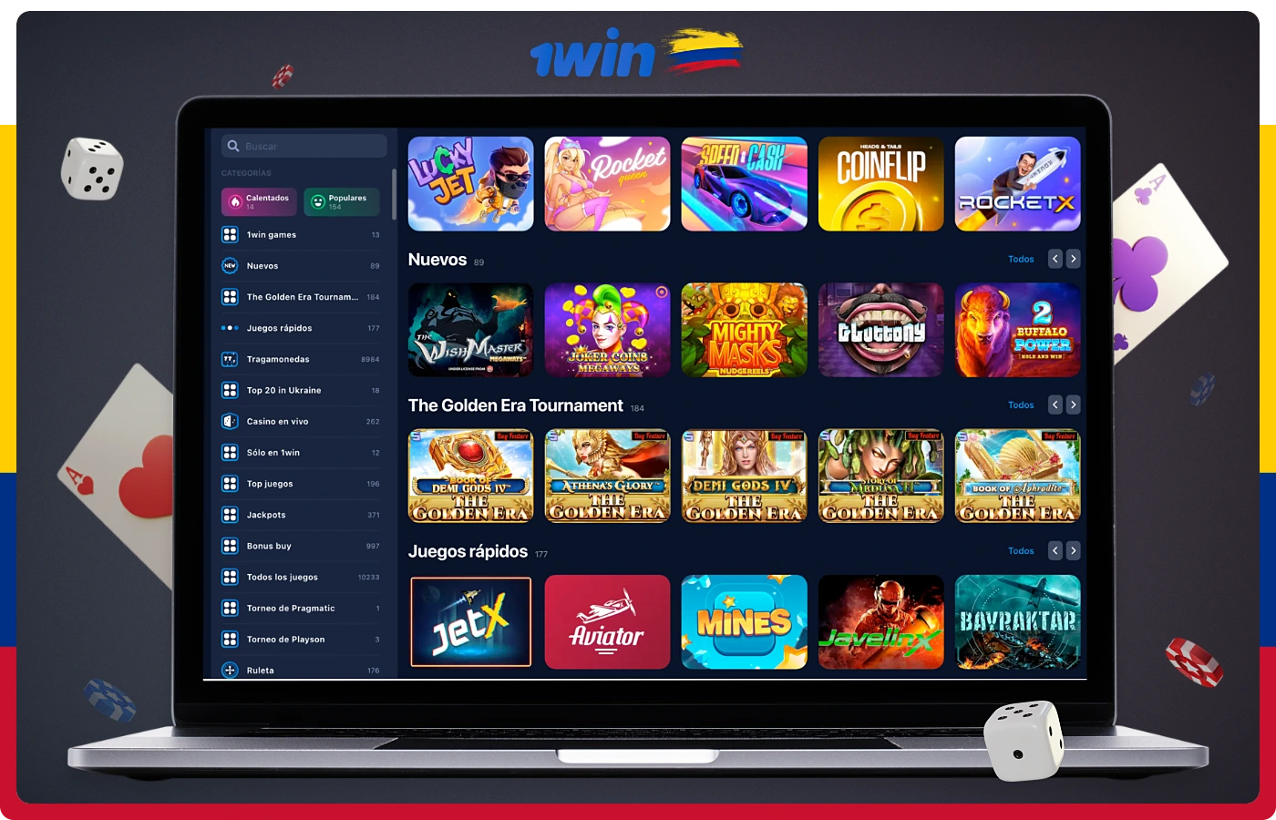 El casino en línea 1win ofrece a sus clientes colombianos cientos de tragaperras, loterías, juegos con crupier en vivo y mucho más