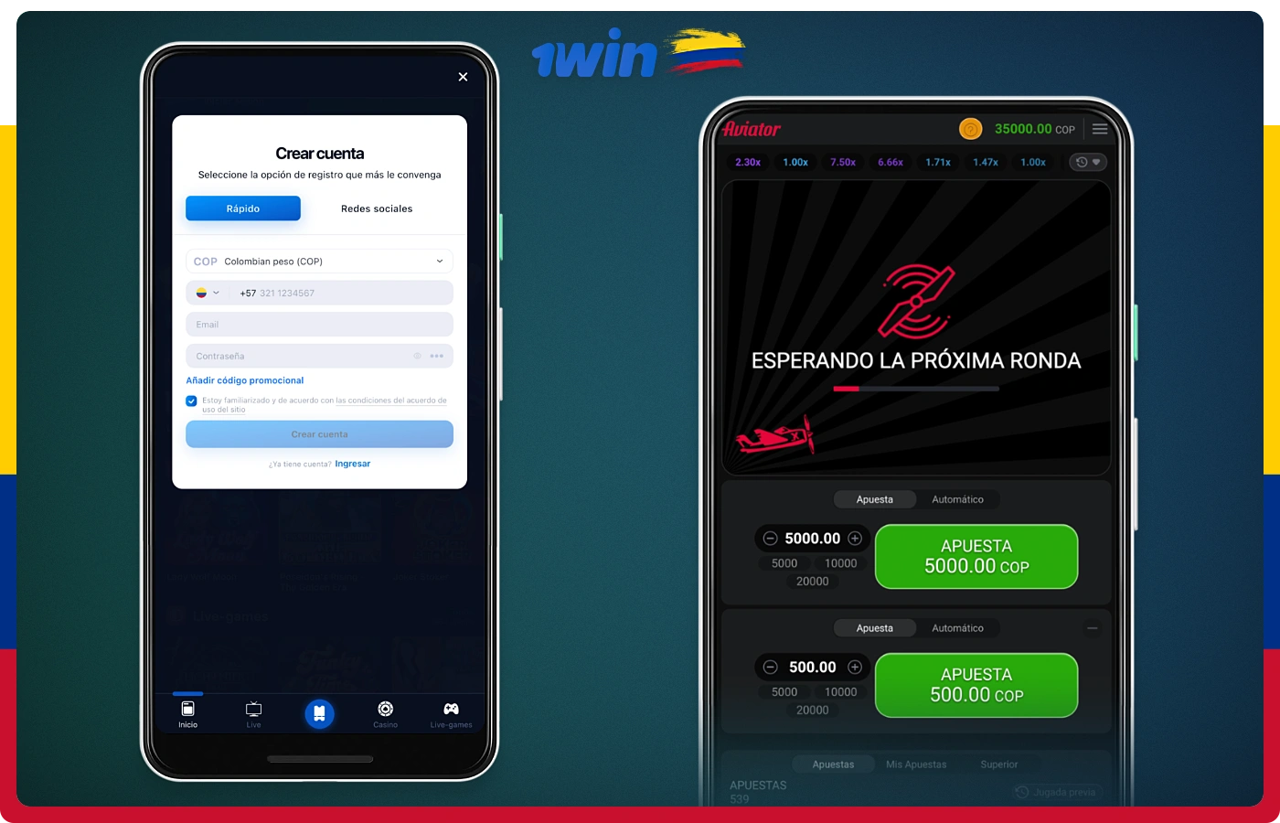 Para apostar al juego Aviador en 1win los usuarios de Colombia deben seguir unos sencillos pasos