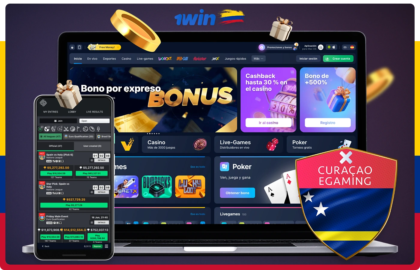 1win ofrece sus servicios en Colombia bajo licencia