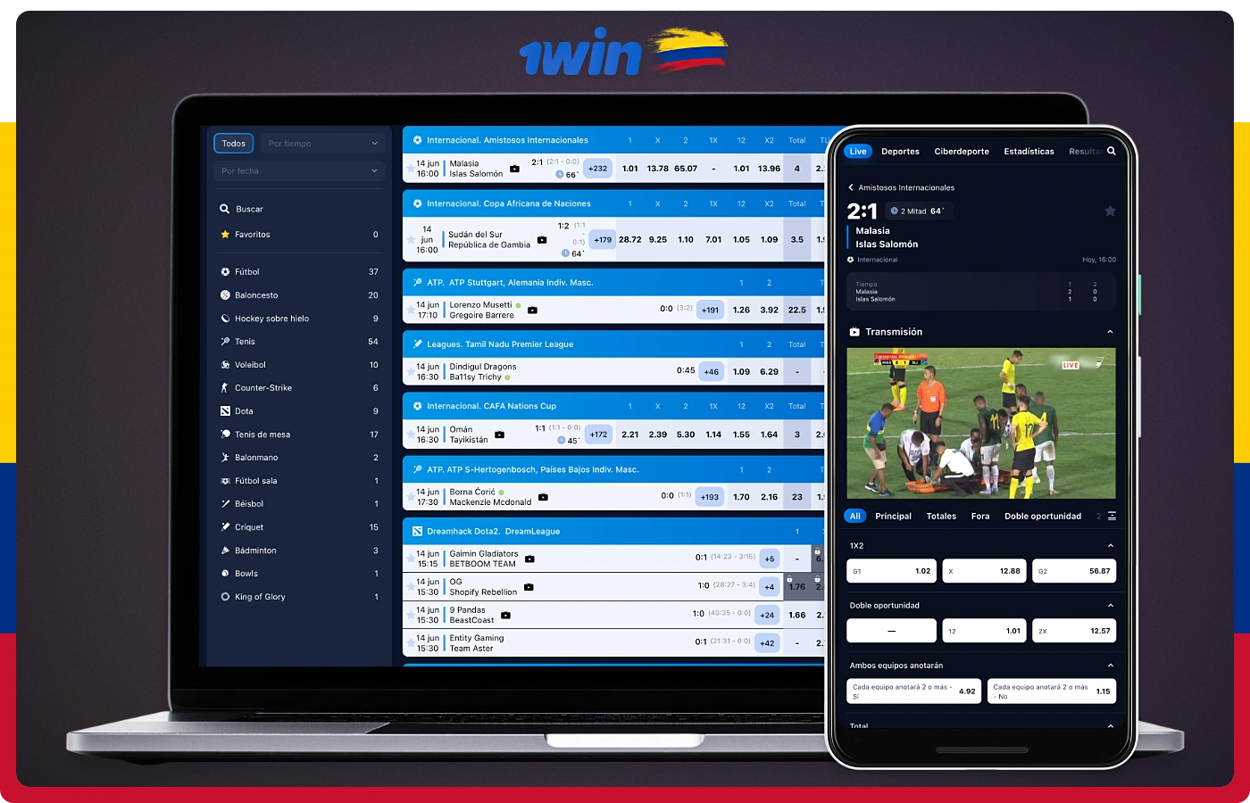Las apuestas en directo en 1win están disponibles para todos los usuarios registrados de Colombia