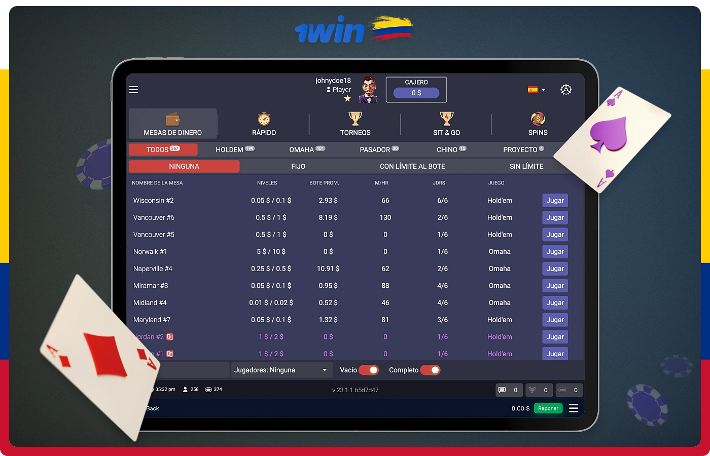 1win le permite jugar al póquer en línea y competir contra usuarios de todo el mundo