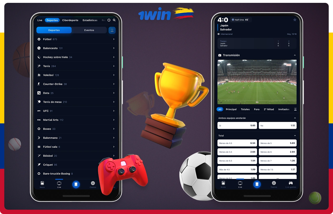 A través de la aplicación móvil 1win, los usuarios colombianos pueden apostar en decenas de deportes, así como en campeonatos populares