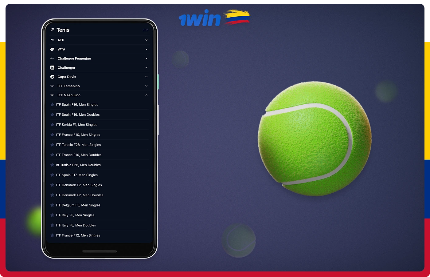 1win Colombia tiene una amplia oferta en apuestas de tenis