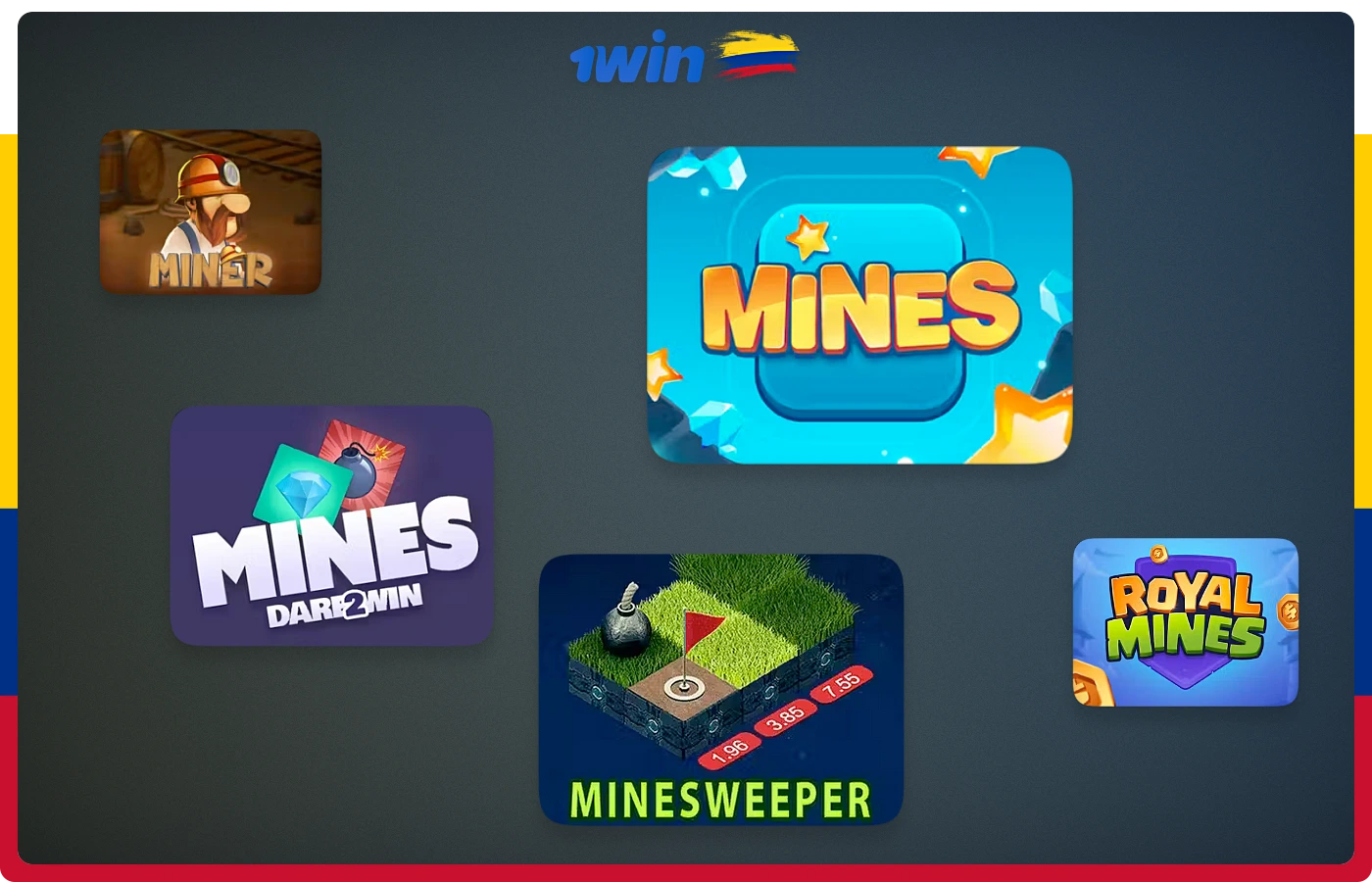 1win Colombia ofrece a sus usuarios numerosos juegos del género de las minas