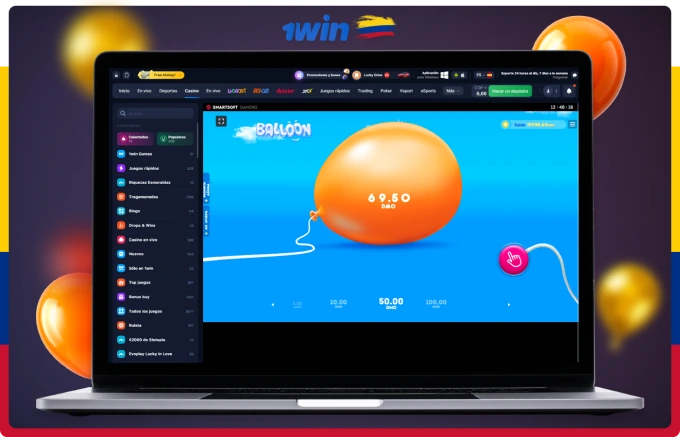 El juego de choque Balloon 1win de Smart Soft Gaming es popular entre los jugadores de Colombia