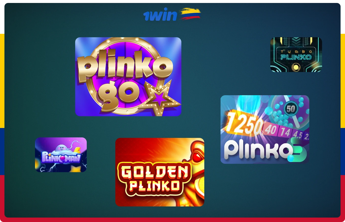 El catálogo de la página web de 1win incluye varias versiones del popular juego colombiano Plinko