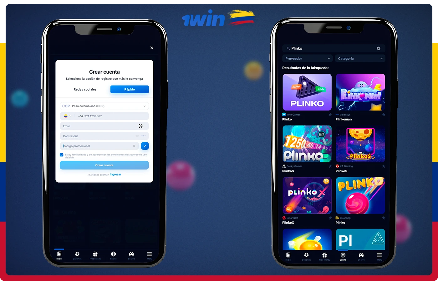 Sigue estos pasos para empezar a jugar a Plinko en 1win desde Colombia