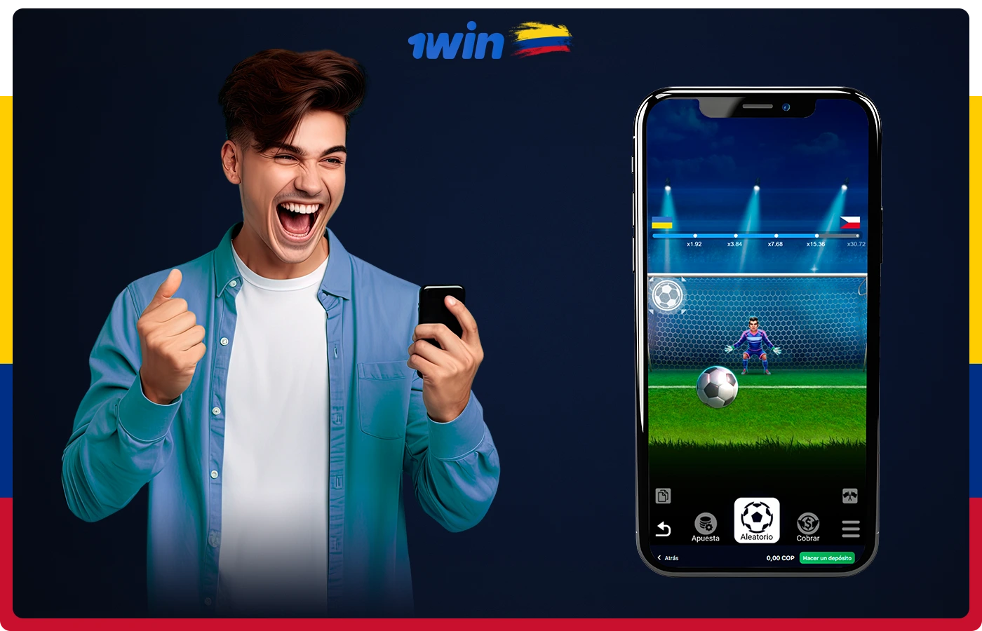 Para jugar a Penalty Shoot Out en Android o iOS, descarga gratis la aplicación oficial de 1win