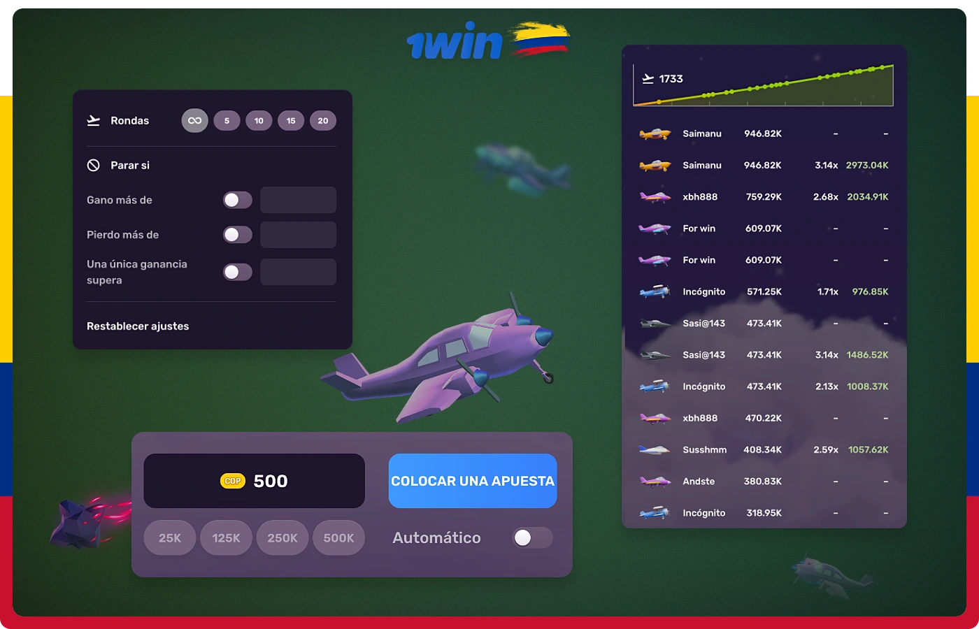 El juego 1win Aviatrix tiene una interfaz única, pero sencilla y directa, que incluso un principiante puede entender