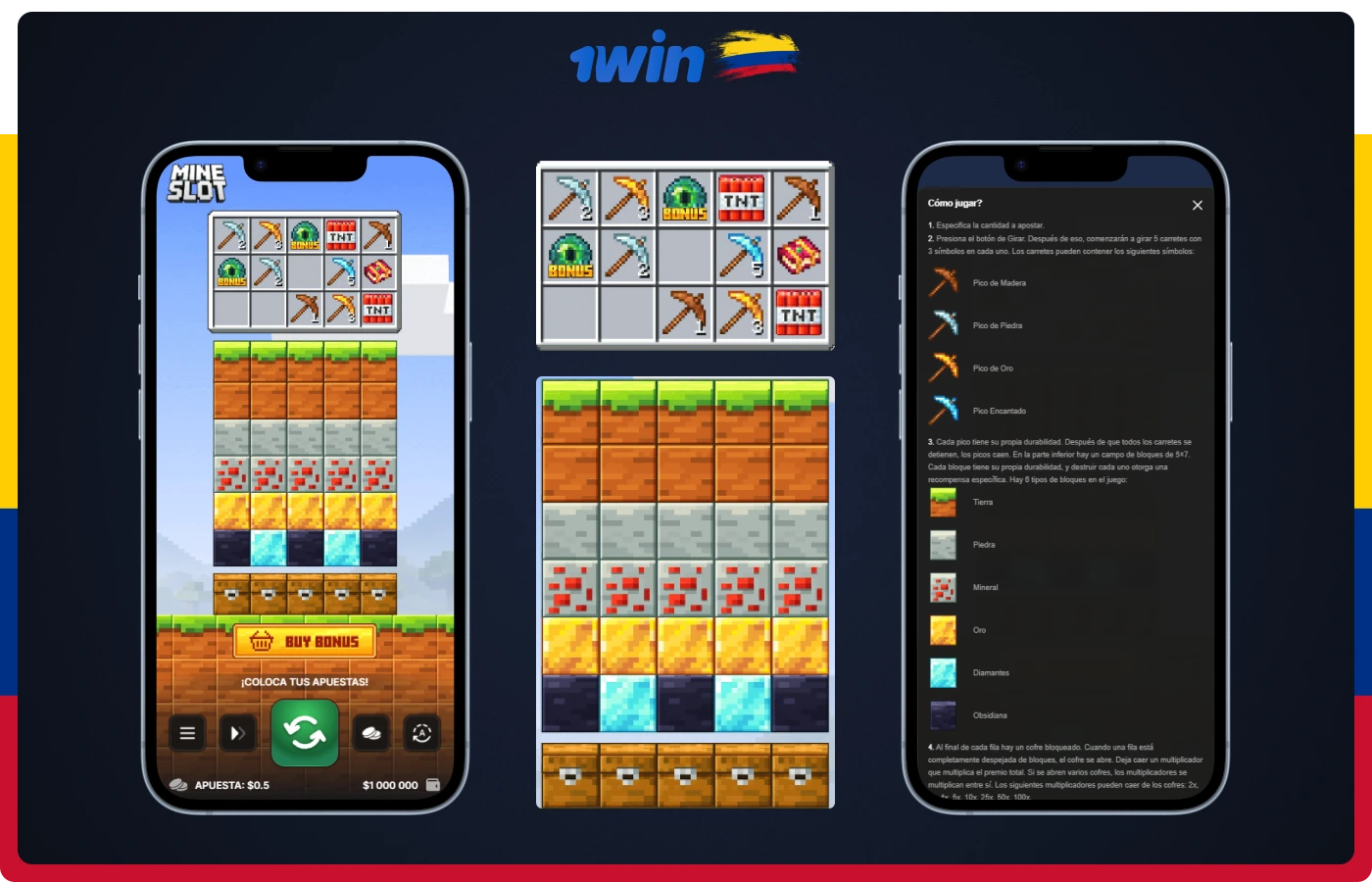 Las reglas básicas del juego Mine Slot se explican en pocos pasos para facilitar el inicio del juego en 1win Colombia