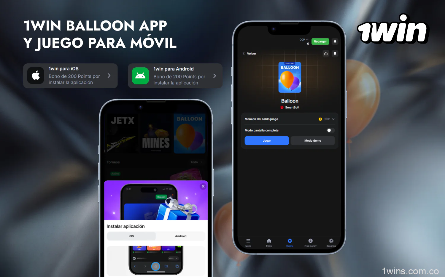 Los colombinos pueden jugar a Balloon en Android o iOS descargándose gratis la app oficial de 1win