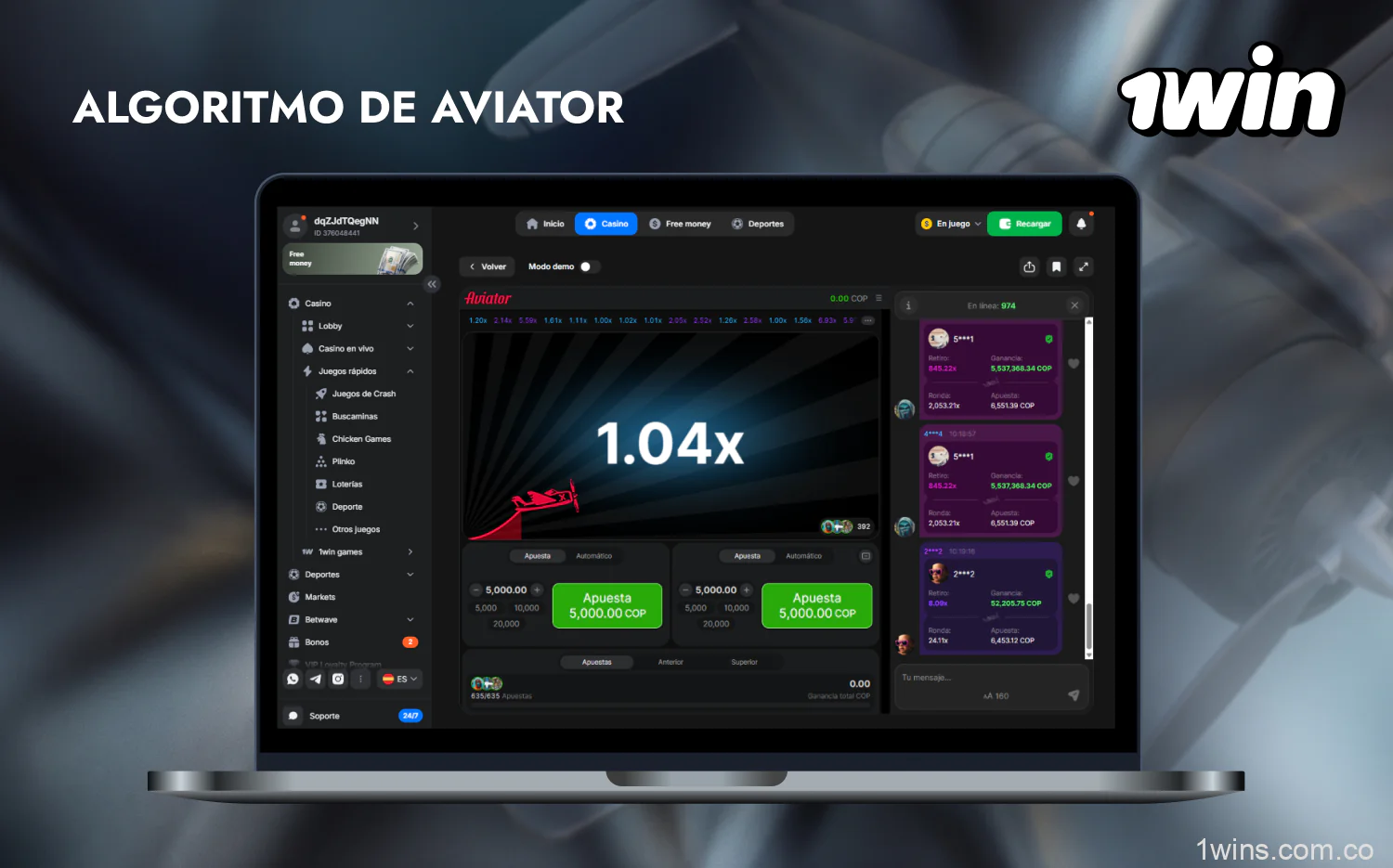 El algoritmo del juego Aviator en 1win es impredecible, ya que el resultado se genera aleatoriamente