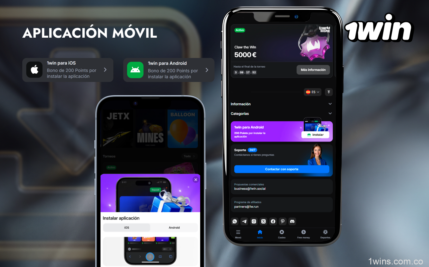 La aplicación móvil 1win está disponible tanto para usuarios de Android como de iOS