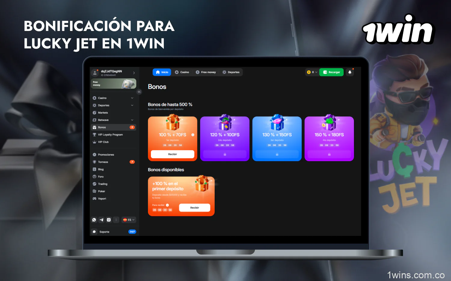 Los usuarios colombianos de 1win tienen a su disposición un generoso bono de bienvenida dirigido a nuevos jugadores