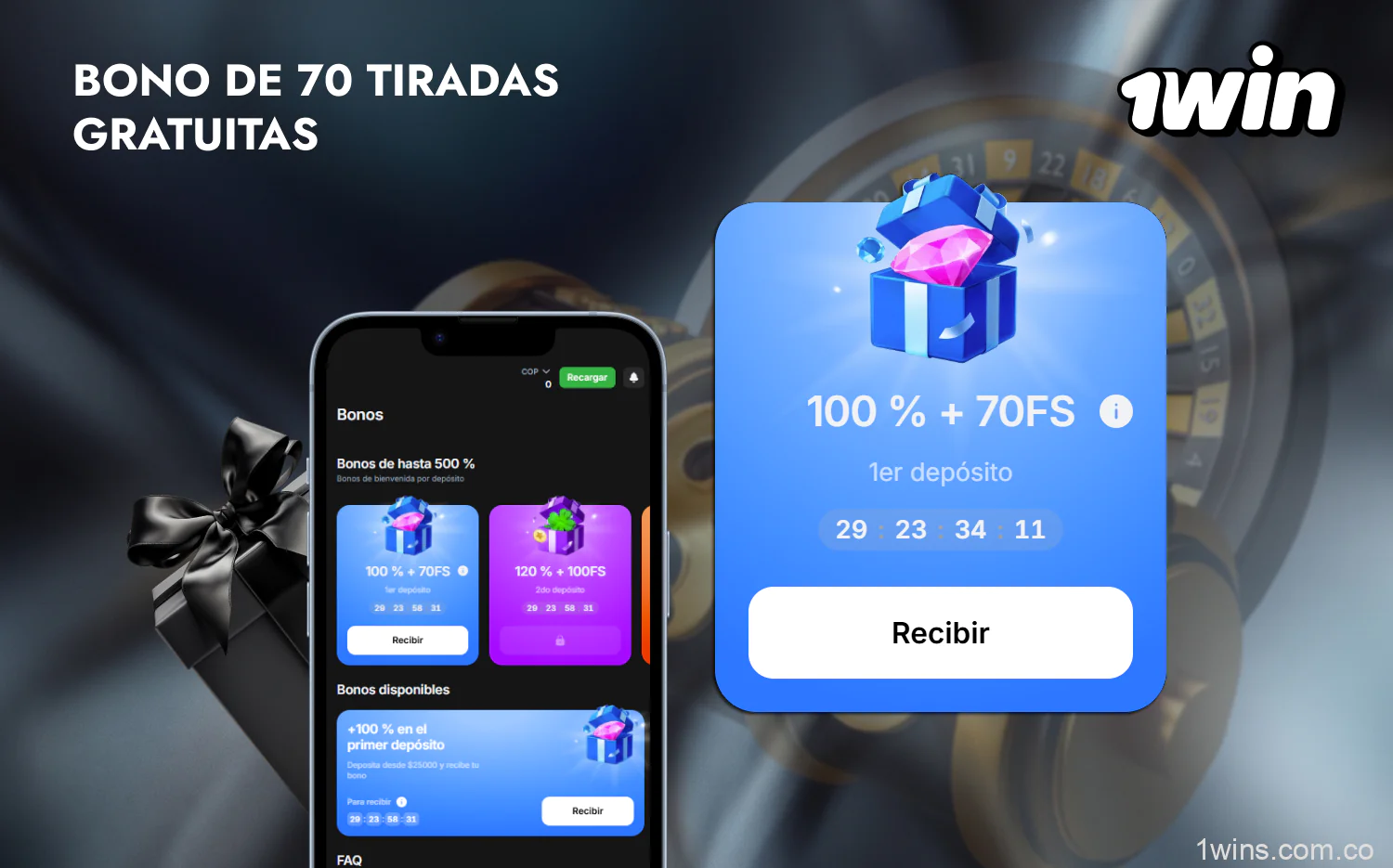 Los usuarios colombianos pueden conseguir tiradas gratis al realizar un depósito en 1win