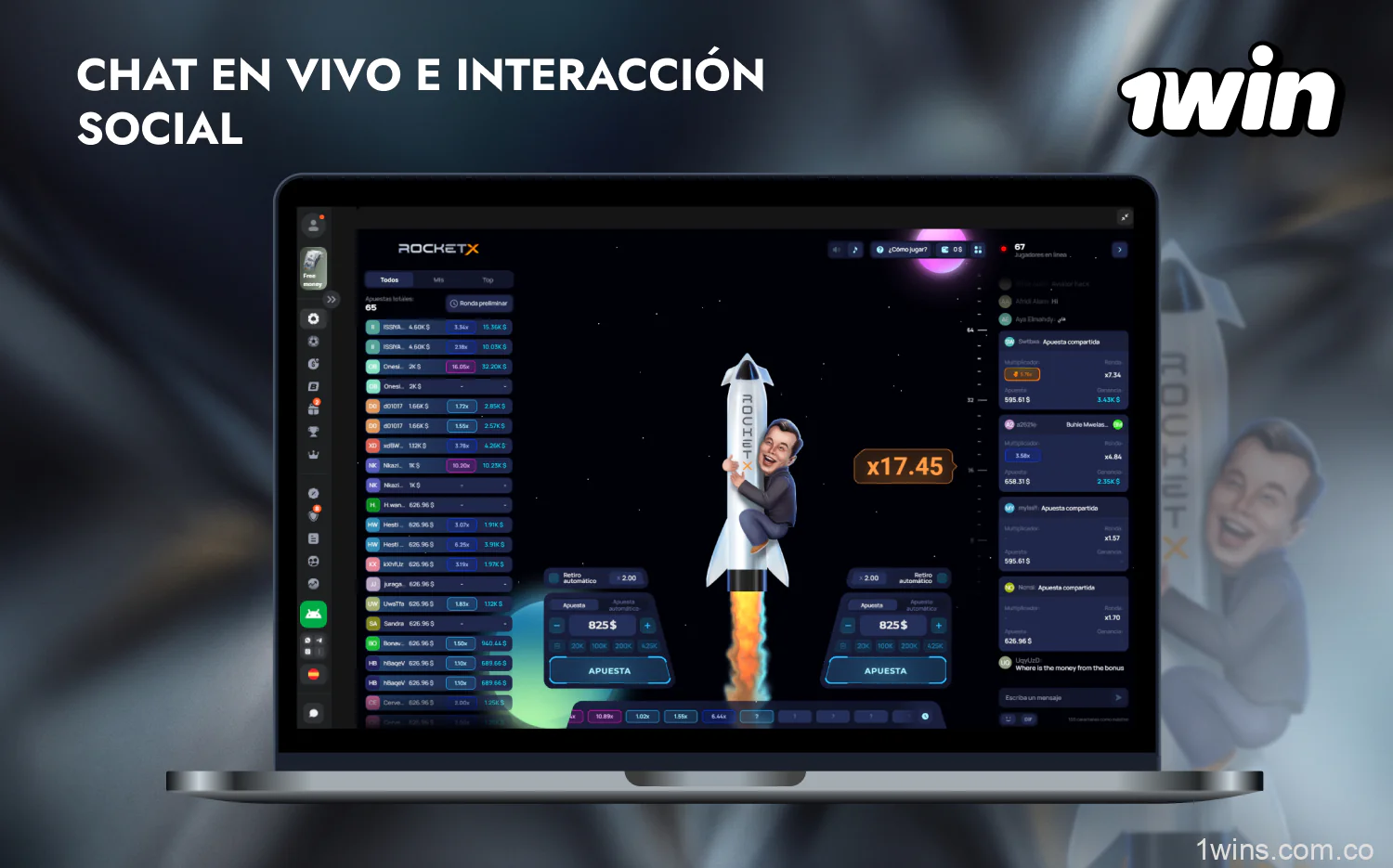 Los usuarios del casino 1win tienen acceso al chat en directo, así como a otras interacciones sociales en el juego de casino RocketX