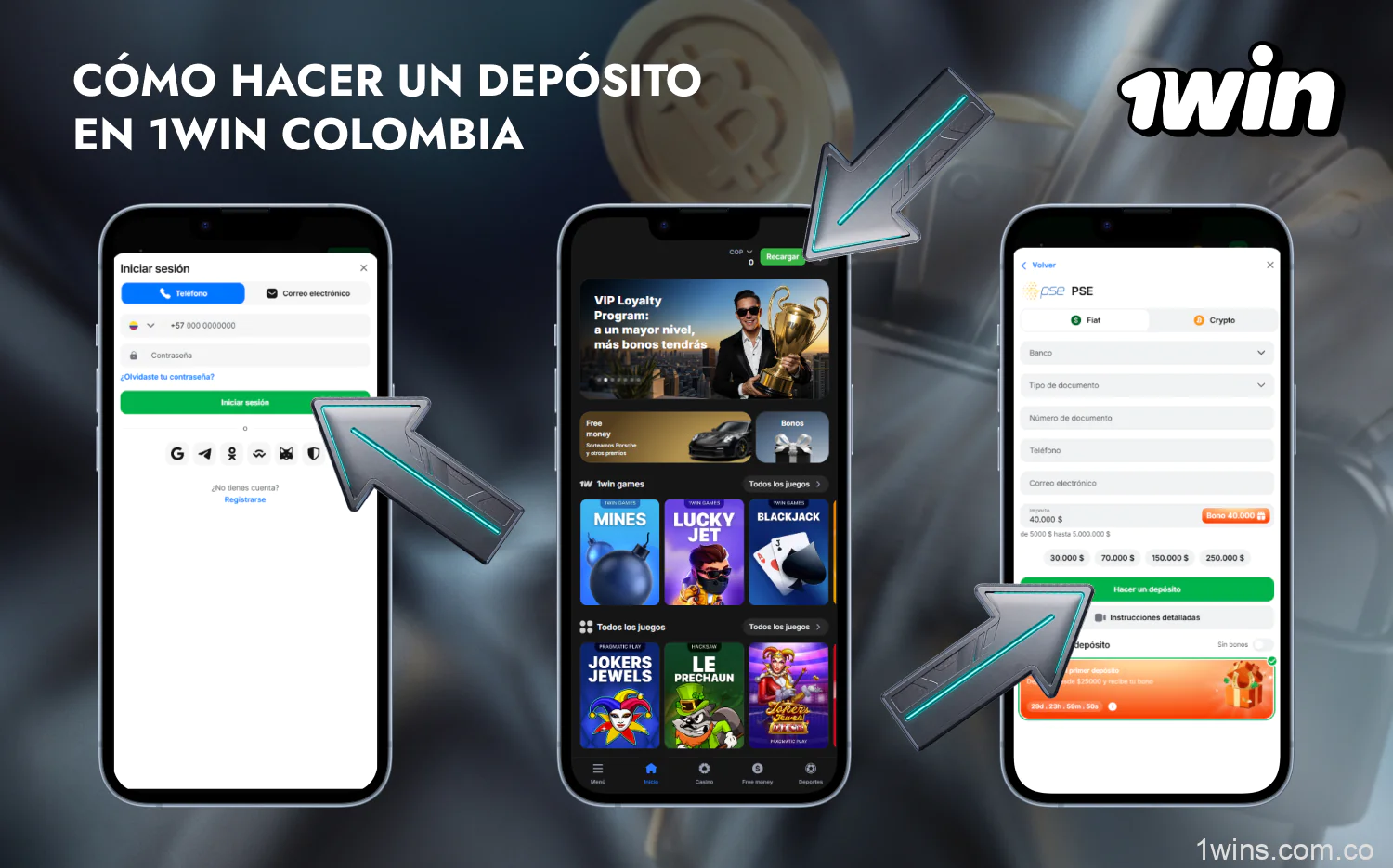 Para realizar un depósito en 1win desde Colombia, debe seguir unos sencillos pasos