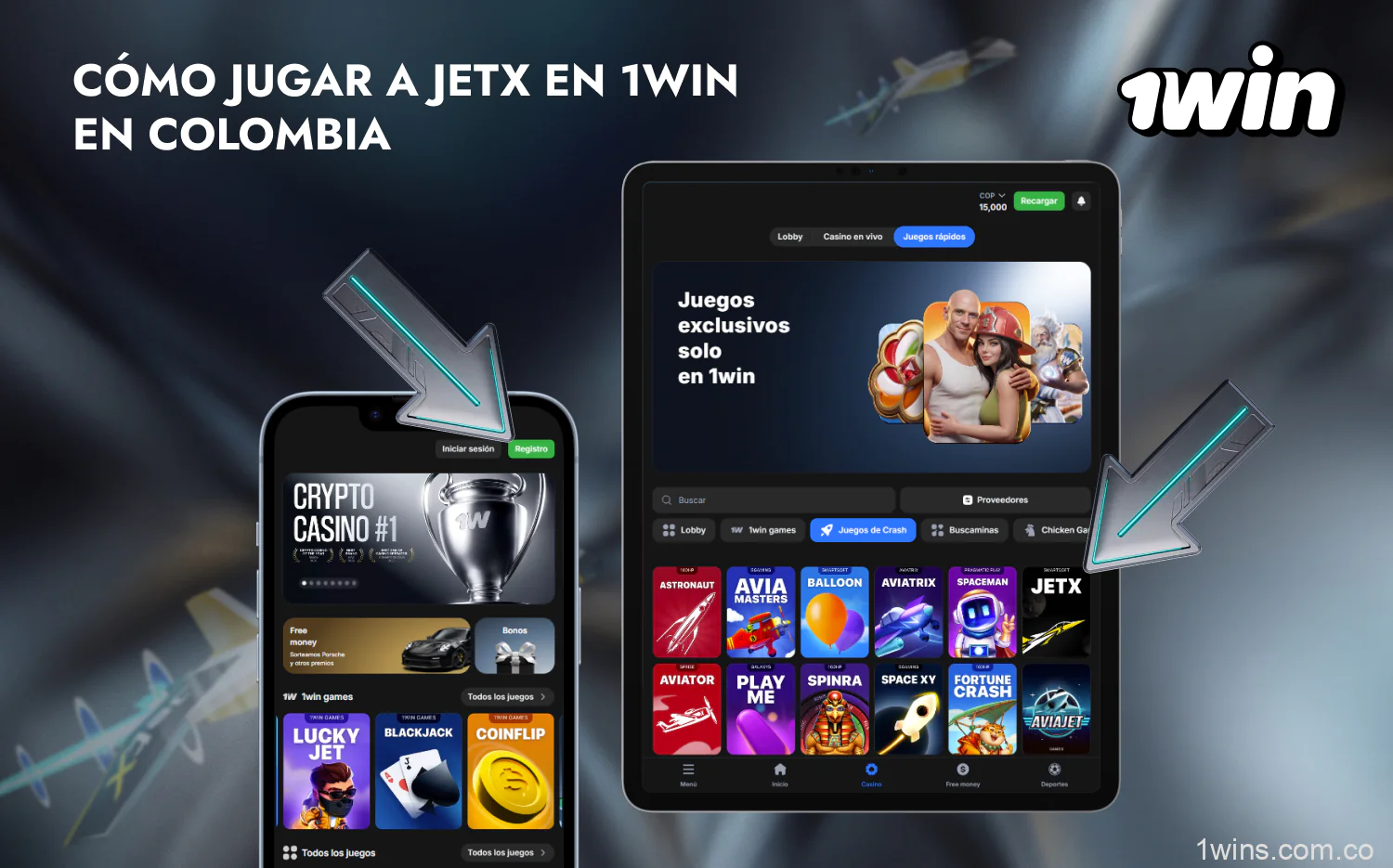 Instrucciones paso a paso para jugar JetX en 1win en Colombia