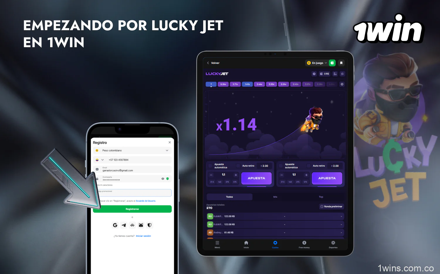 Para empezar a jugar a Lucky Jet en 1win, los usuarios colombianos deben cumplir unas sencillas condiciones