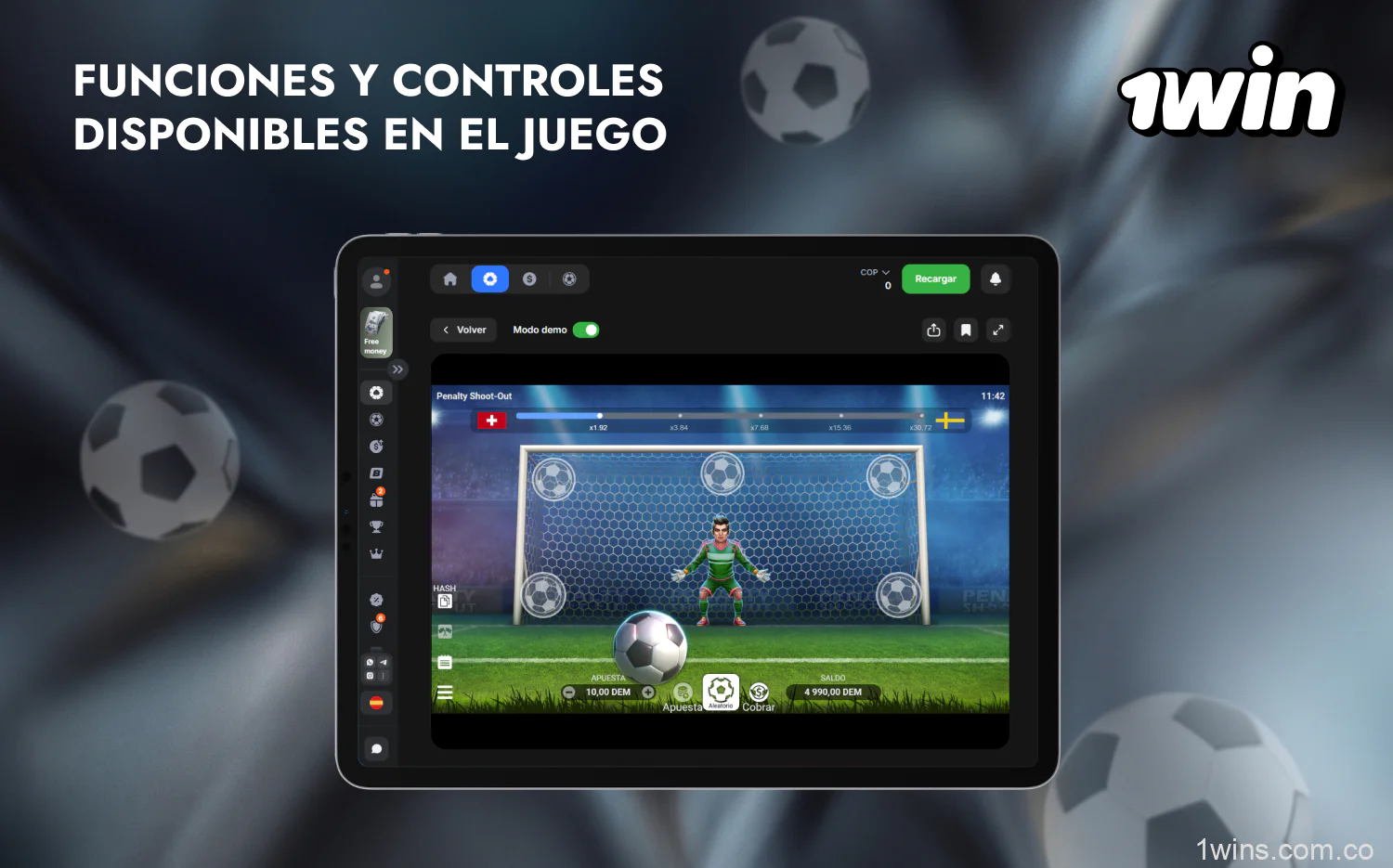 Penalty Shoot Out en 1win tiene una interfaz sencilla e intuitiva