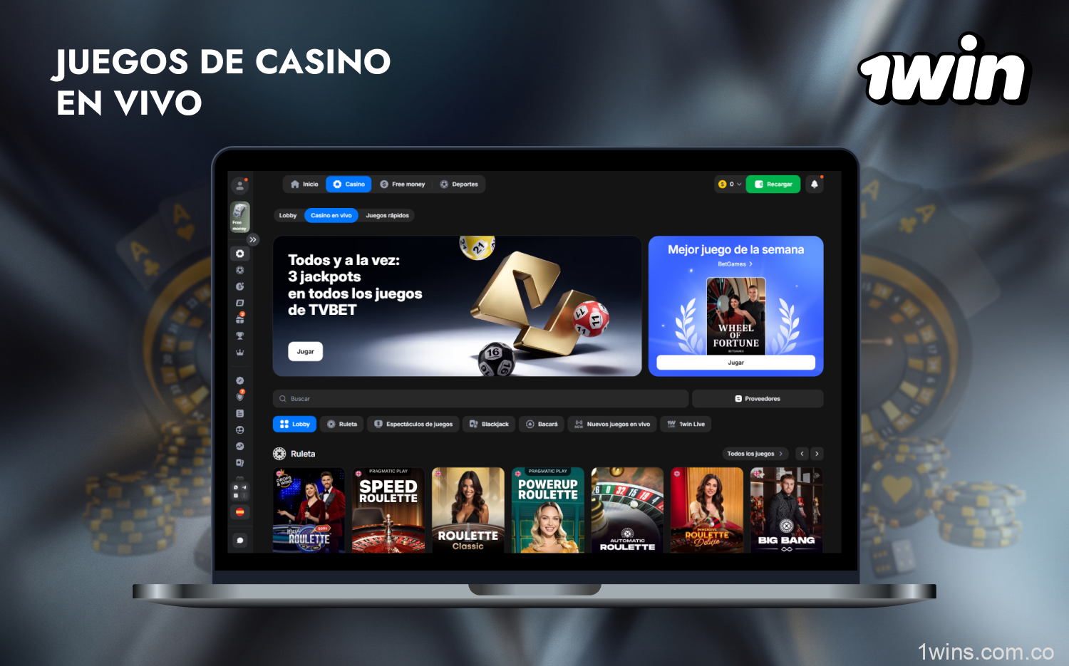 1win Casino permite a los usuarios colombianos jugar con crupier en vivo
