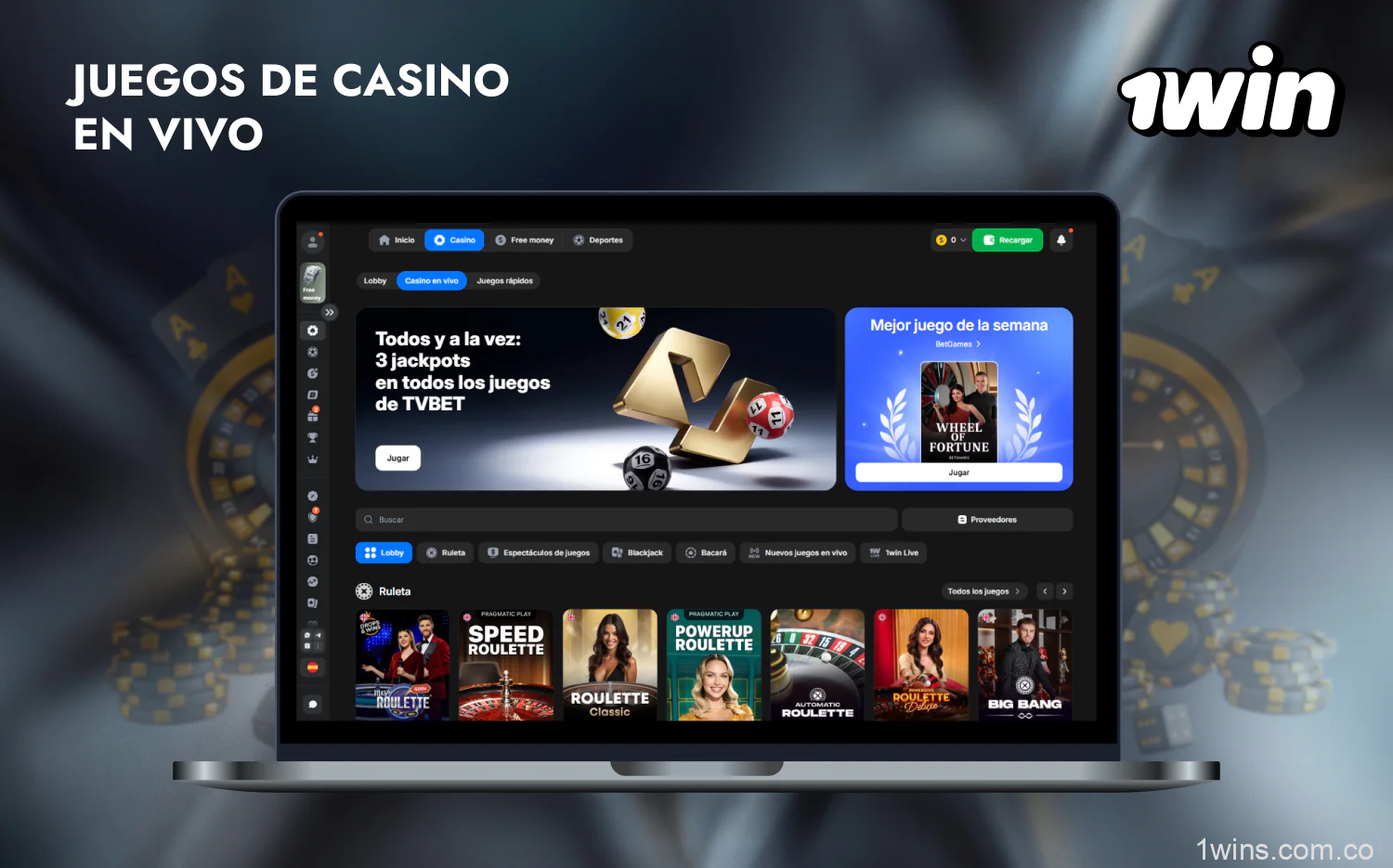 1win Casino permite a los usuarios colombianos jugar con crupier en vivo