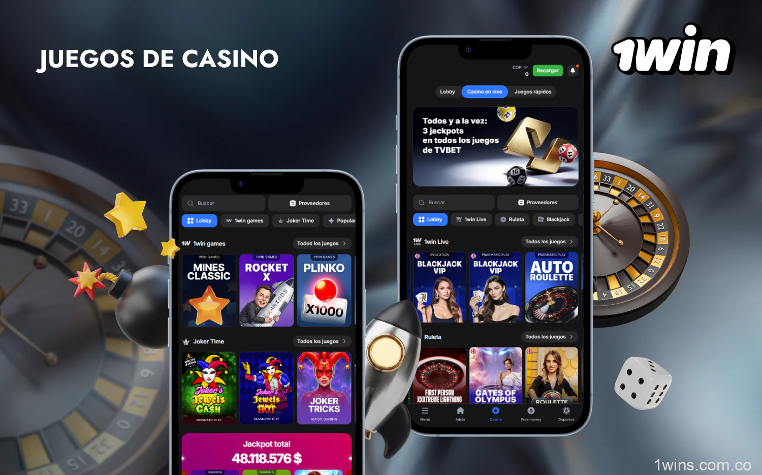 La sección de casino en línea de la aplicación 1win contiene miles de emocionantes juegos