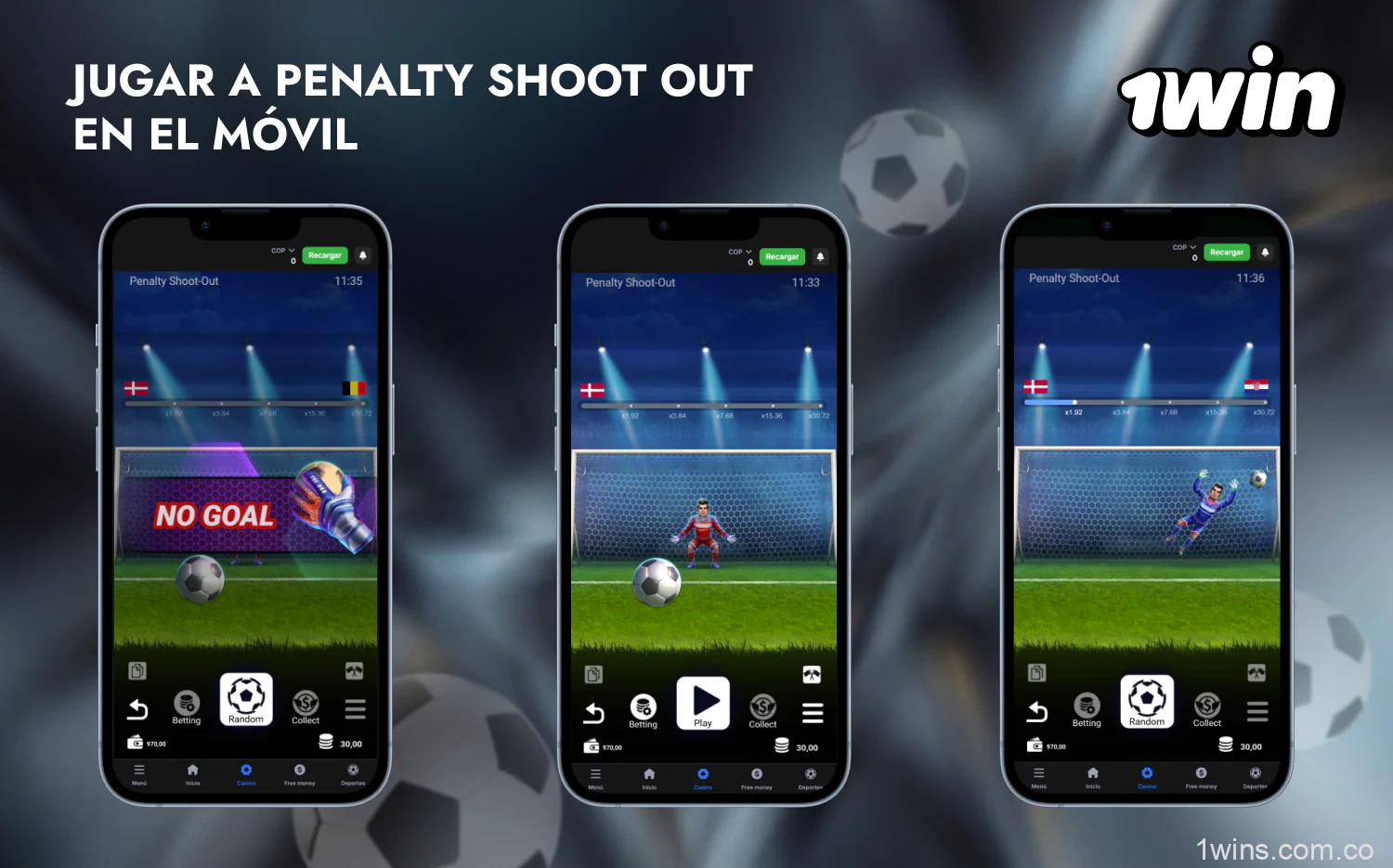 Para jugar a Penalty Shoot Out en Android o iOS, descarga gratis la aplicación oficial de 1win