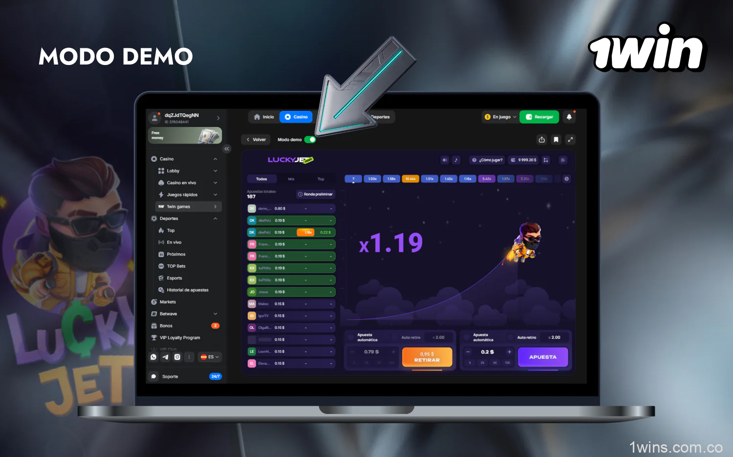 El modo demo de Lucky Jet en 1win te permite aprender la mecánica del juego, practicar y simplemente divertirte