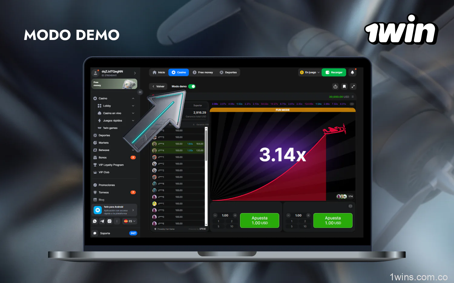 La versión demo de 1win de Aviator te permite aprender la mecánica del juego y también divertirte un poco