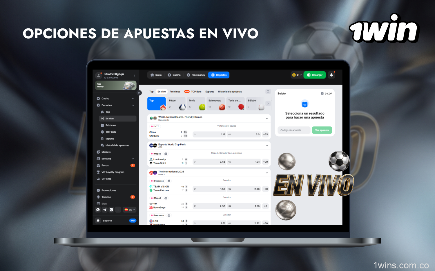 Las apuestas en directo en 1win están disponibles para todos los usuarios registrados de Colombia