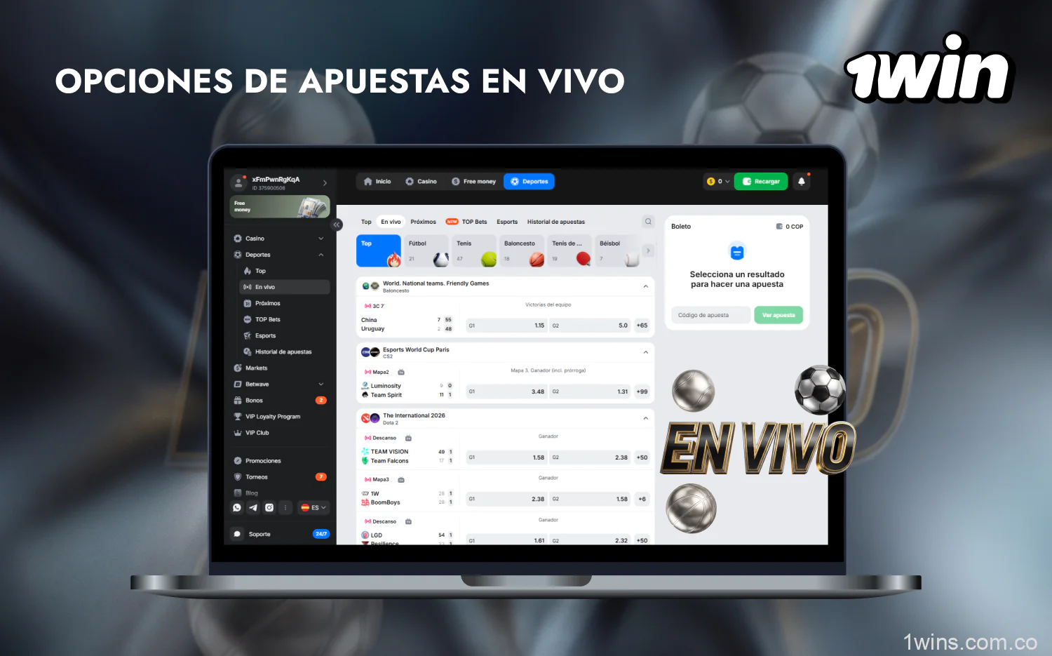 Las apuestas en directo en 1win están disponibles para todos los usuarios registrados de Colombia