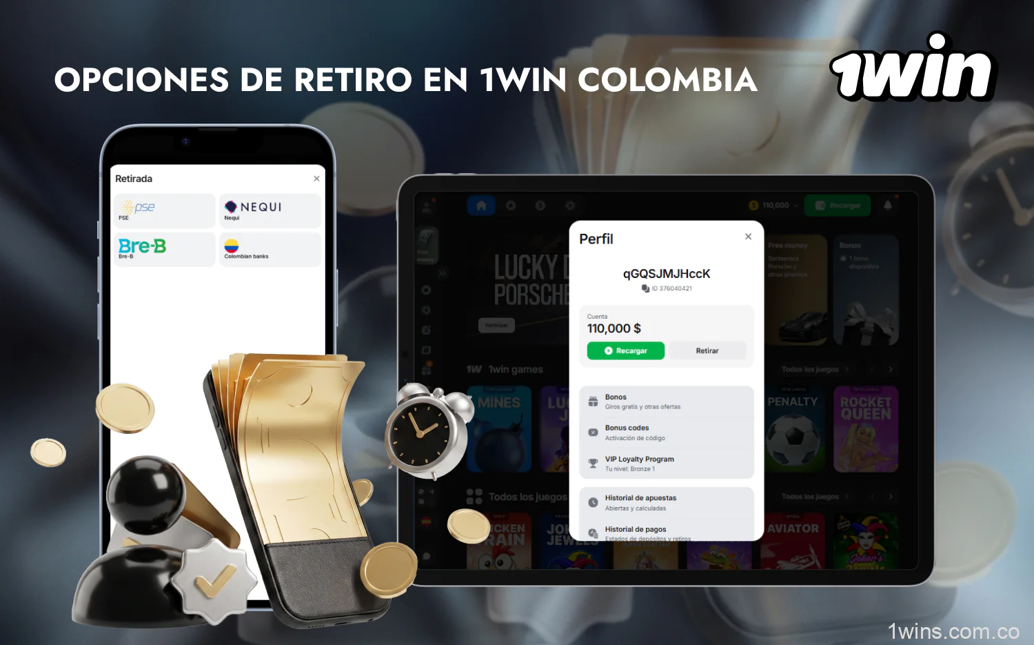 Para mayor comodidad de los usuarios de 1win Colombia, existen varias opciones de retirada de fondos