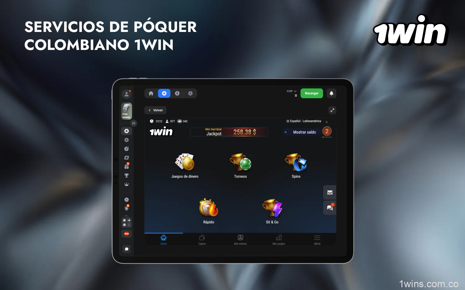 En la sala de póquer 1win, los jugadores de Colombia pueden disfrutar de mesas cash, torneos y partidas rápidas