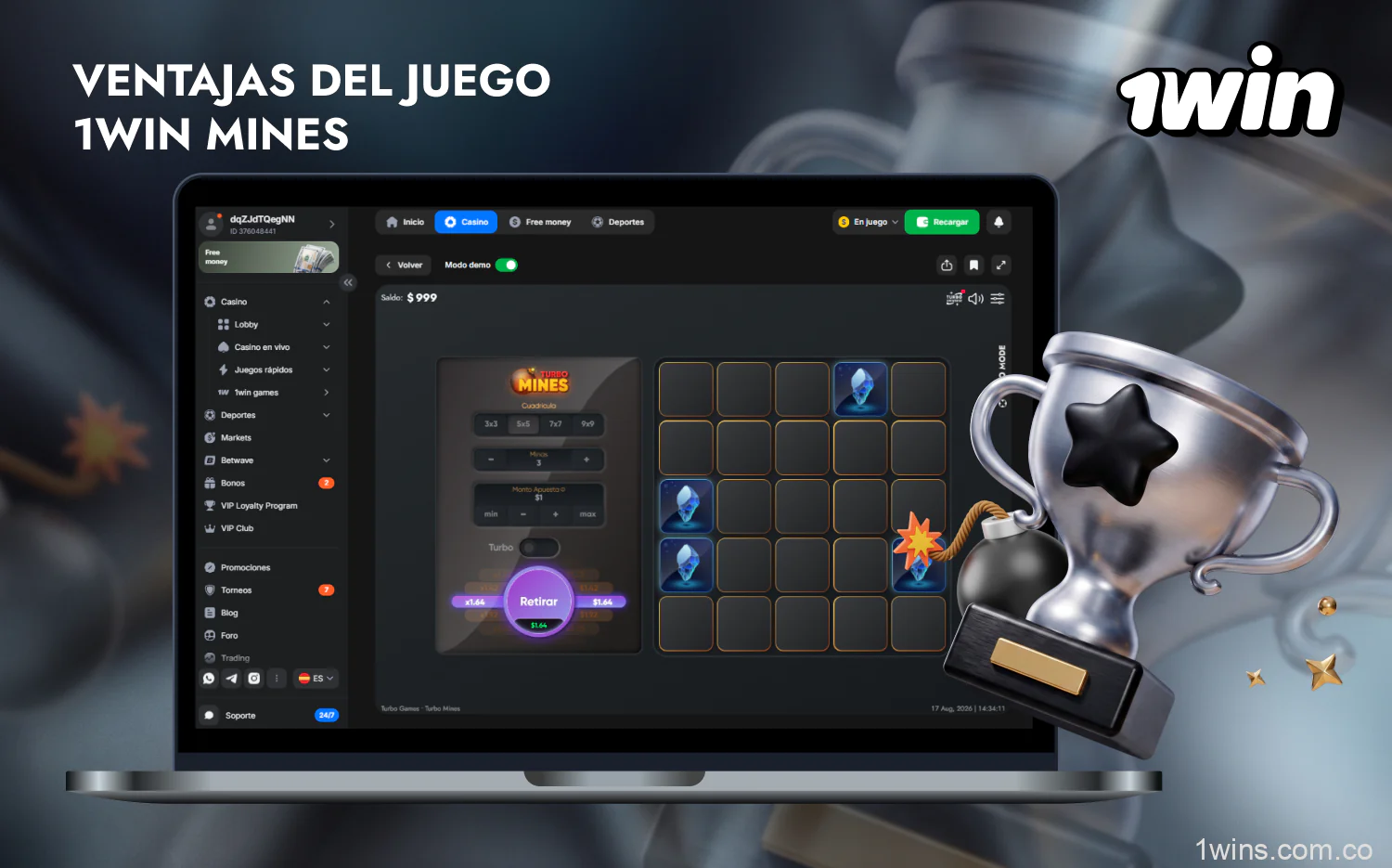 Las principales características de los juegos de minero de 1win incluyen reglas sencillas y una interfaz intuitiva, así como la posibilidad de jugar desde el móvil y el PC
