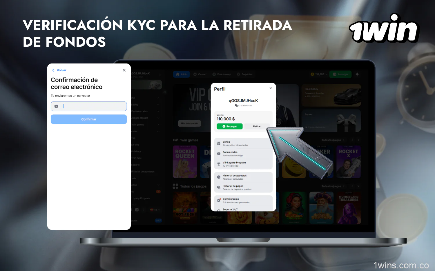 Los usuarios colombianos de 1win deben verificar su cuenta antes de poder retirar dinero